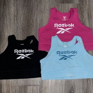 Reebok Sports Bra Set - Fuchsia, Black, Light Blue - a set of 3
